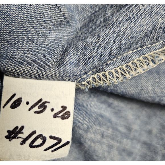 Mother Denim Gatherer Popover Mini Dress Chambray Simple Thing Cottage Womens M - Picture 14 of 16